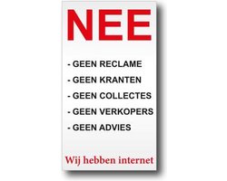 NEE Geen Reclame - Kranten - Collectes - Verkopers - Advies - Aluminium bordje.