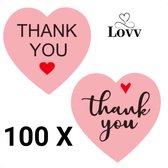 100 Stickers  Thank You in Hart-Sluitstickers