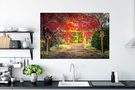 Sticker Muursticker Art asiatique - Jardin japonais par nature - 120x80 cm - feuille autocollante - sticker mural repositionnable