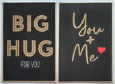 2 Luxe Wenskaarten - BIG HUG for you + You and Me - 12 x 17 cm