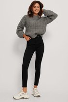 NA-KD Skinny High Waist Vrouwen Jeans - Black - Maat EU 42