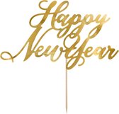 Partydeco - Cake Topper Happy New Year gold