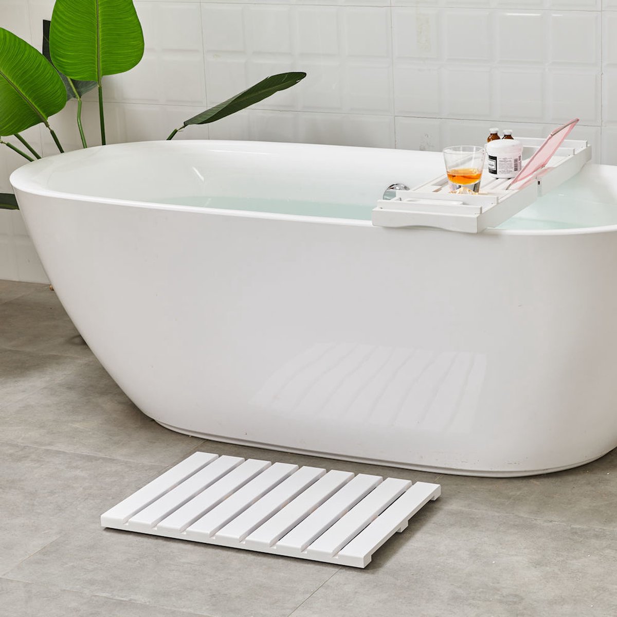Badmat - Bamboe - Douchemat antislip - Voor in douche of bad - Houten - Douchemat - Badkamer mat - Saunamat - Wit — cadeau in Wonen & Interieur - foto 6
