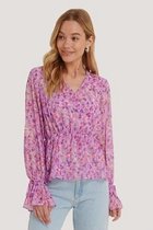 NA-KD Strap Tie Vrouwen Blouse - Lilac Flower - Maat EU 34