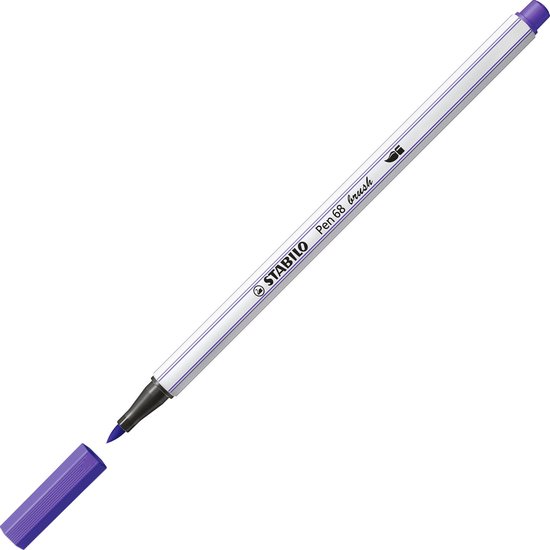 STABILO Pen 68 Brush - Premium Brush Viltstift - Met Flexibele Penseelpunt - Paars - per stuk