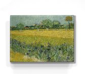 Veld met bloemen bij Arles - Vincent van Gogh - 26 x 19,5 cm - Niet van echt te onderscheiden houten schilderijtje - Mooier dan een schilderij op canvas - Laqueprint.