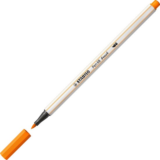 STABILO Pen 68 Brush - Premium Brush Viltstift - Met Flexibele Penseelpunt - Oranje - per stuk