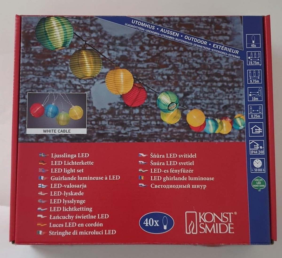 Konstsmide 4161 - Snoerverlichting - 40 lamps LED gekleurde lampions