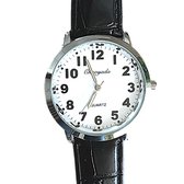 Horloge Chaoyada -groot -zwart -croco bandje-leer-Charme Bijoux