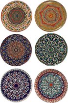 Onderzetters voor glazen - Tafelaccessoires -  Onderzetters - kurk - Coasters - Set van 6 - Mandala design  - Cadeau