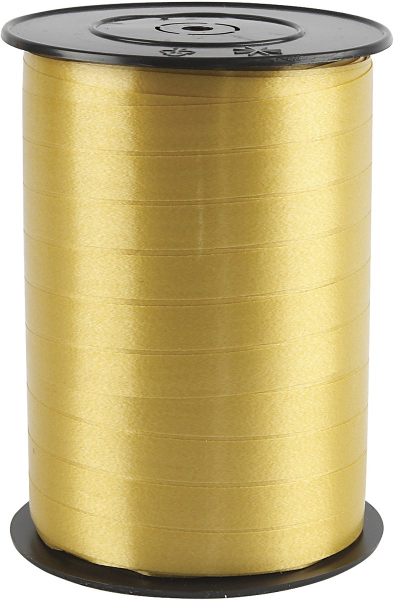 Cadeaulint, B: 10 mm, glossy, goud, 250 m/ 1 rol