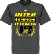 Inter Milan Kampioens T-Shirt 2021 - Donker Grijs - S