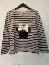 Longsleeve Minnie Mouse - Maat 128 - Omkeerbare Pailletten