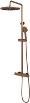 Brauer Copper Edition Regendoucheset opbouw - hoofddouche 30cm - glijstang - handdouche rond 3 standen - gladde knoppen - PVD - geborsteld koper
