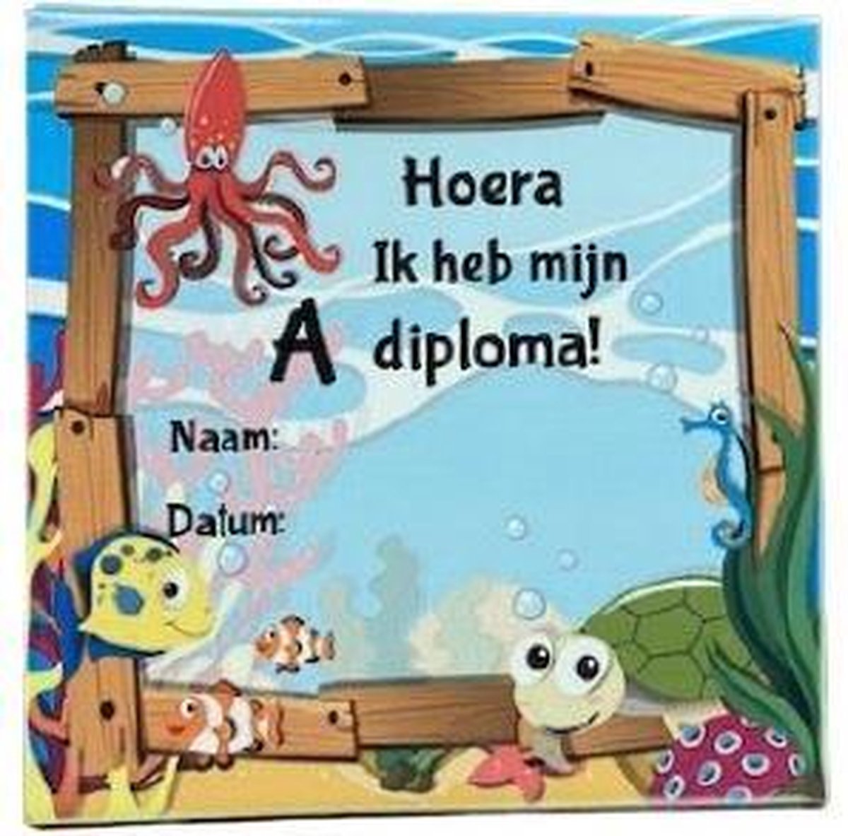 Zwemdiploma A cadeau tegeltje 15x15 cm ©