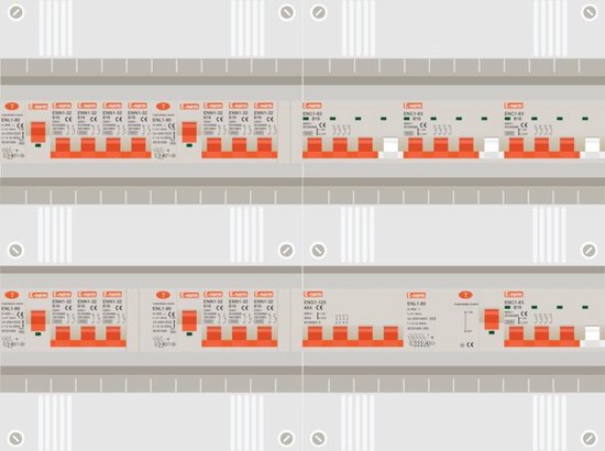 3 fase groepenkast met 13 licht groepen en 4 krachtgroepen