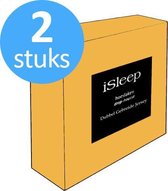 iSleep Dubbel Jersey Hoeslaken Voordeelset (2 Stuks) - Eenpersoons - 80/90x200 cm - Oker