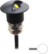 Apache PROLED - Half bedekte stap, trap en deck LED inbouw spot - 12V - Black Aluminium - Warm wit 3000K - Diameter 16 mm - IP68