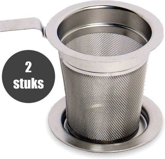 2 stuks theezeef van roestvrij staal, theezeef met handvat, premium theefilter, fijn gat van roestvrij staal, voor de meeste theekopjes en theekommen