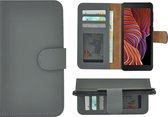 Hoesje Samsung Galaxy Xcover 5 - Bookcase - Samsung Xcover 5 Wallet Book Case Echt Leer Grijs Cover