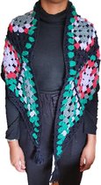 Handgemaakte Omslagdoek - Sjaal - Stola - Poncho - Cape - Gehaakt - Katoen - Multicolor - Ibiza Style