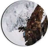 Dibond Wandcirkel - Rotsen in de Sneeuw - 20x20cm Foto op Aluminium Wandcirkel (met ophangsysteem)