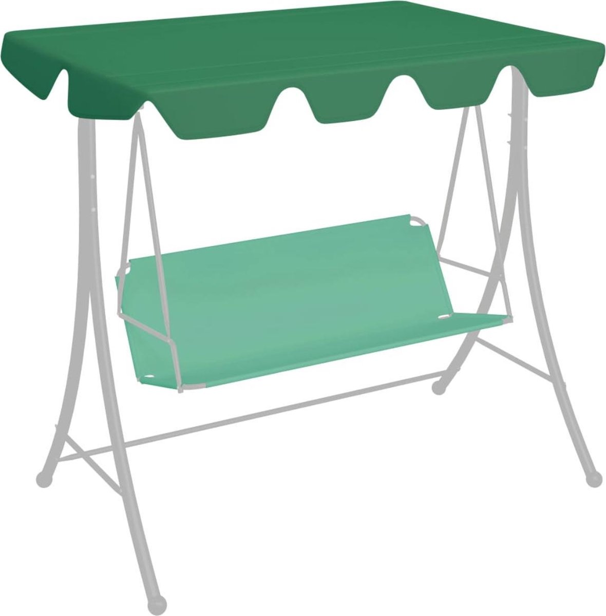vidaXL Vervangingsluifel voor schommelbank 188/168x145/110 cm groen