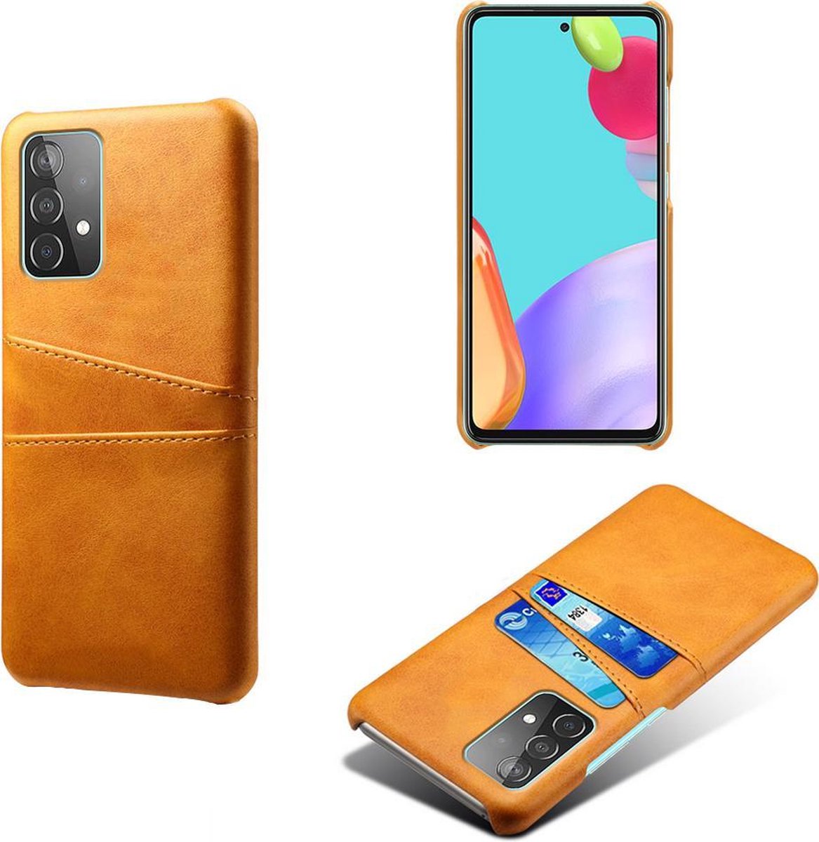 Backcover met Opbergvakjes + PMMA Screenprotector voor Samsung Galaxy A72 4G/5G _ Bruin