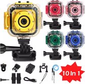 10 in 1 Digitale Kindercamera - Waterdichte Videocamera - Onderwater Camera - Helm Camera - Geel