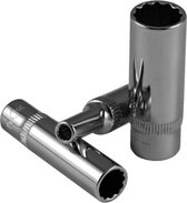 JBM Tools | 12-KANT LANGE DOP 10 MM (50MML) MET EEN VERDIEPING 1/4 " - VERCHROOMD