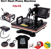 Dakta® Warmte Press - Heat press machine -  5 in 1 - Mokken , T-Shirts , Petten , Caps , Telefoonhoesjes , Keramische Platen Bedrukken