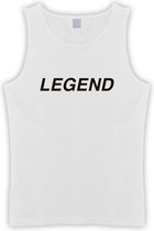 Witte Tanktop sportshirt met Zwarte “ Legend “ Print Size S