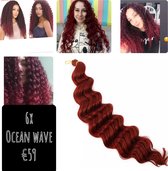Vlechthaar braids Braiding hair 6 pakken deep wave Ocean wave 55cm zacht &klitvrij haar #bordeaux