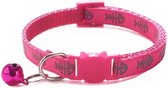 Grannies - kattenhalsband Snoppe - kattenbandje met bel - halsband kat of hond - belletje - reflecterend - veiligheidssluiting - visgraat - donker roze
