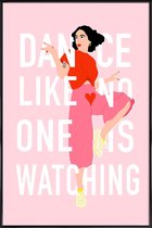 JUNIQE - Poster in kunststof lijst Dance Like -20x30 /Rood & Roze