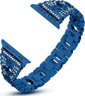 Geschikt voor Apple Watch bandje 38 / 40 / 41 mm - Series 1 2 3 4 5 6 7 SE - Smartwatch iWatch horloge band - 38mm 40mm 41mm - Fungus - RVS metaal - Blauw - Vlinder