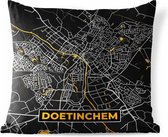 Tuinkussen - Kaart - Doetinchem - Goud - Zwart - 40x40 cm - Weerbestendig