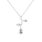 Gading® Ketting met Rose hanger - zilverkleurig Staal kettingen voor dames meisje - 50+5 cm-valentijn cadeautje