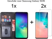 Samsung S10e Bookcase - Samsung galaxy s10e hoesje bookcase zwart wallet case portemonnee book case hoes cover - 2x samsung galaxy s10e screenprotector