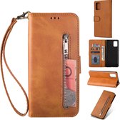 Luxe Telefoonhoesje voor Samsung Galaxy A51 | Hoogwaardig Leren Bookcase | Lederen Wallet Case | Pasjeshouder | Portemonnee | Rits | Bruin