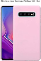 Samsung S10 Plus Hoesje - Samsung Galaxy S10 Plus hoesje roze siliconen case hoes cover hoesjes