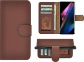 Oppo Find X3 Hoesje - Oppo Find X3 Pro Hoesje - Bookcase - Oppo Find X3/ Oppo Find X3 Pro Wallet Book Case Echt Leer Bruin Cover