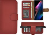 Hoesje Oppo Find X3 - Oppo Find X3 Pro Hoesje - Bookcase - Oppo Find X3/ Oppo Find X3 Pro Wallet Book Case Echt Leer Rood Cover