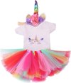 foto van Dolldreams - Poppenkleding - Eenhoorn kleertjes voor pop tot 43 CM - Rompertje, Tutu & Diadeem
