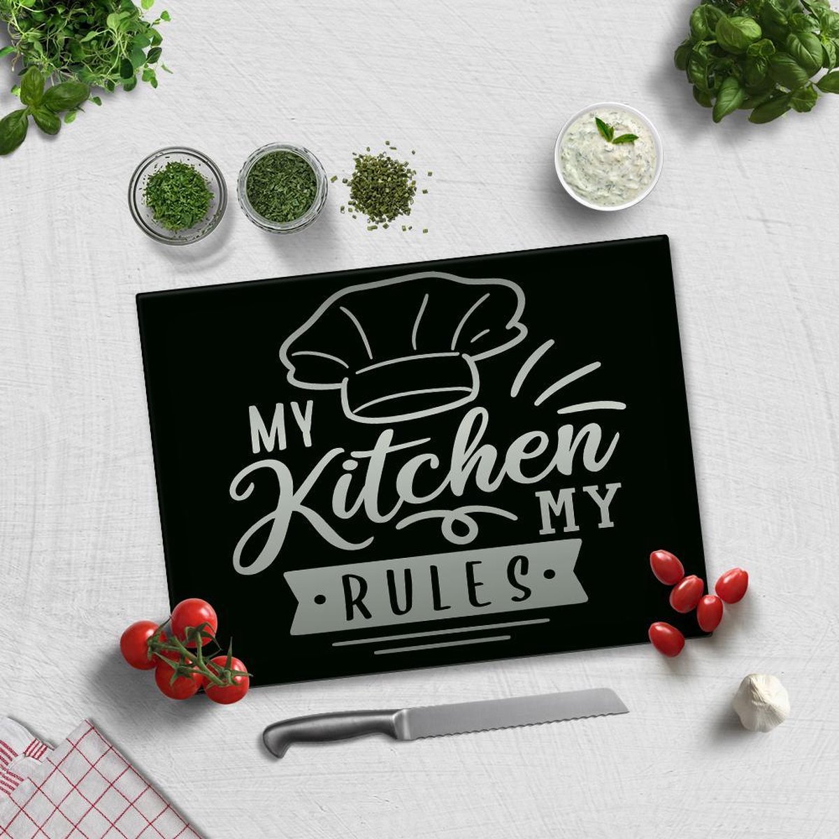 My Kitchen My Rules Tempered Glas Snijplank 30cm × 40cm - Glassnijplank