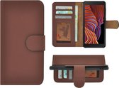 Hoesje Samsung Galaxy Xcover 5 - Bookcase - Samsung Xcover 5 Wallet Book Case Echt Leer Bruin Cover