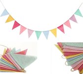 Guirlande colorée de Luxe - Petits drapeaux - 4 mètres - Guirlandes et drapeaux d'anniversaire - Fête - Tissu - 12 Drapeaux