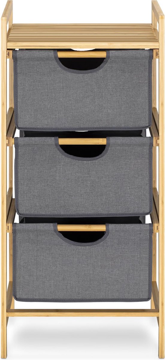 Étagère Bambou Navaris 3 Niveaux - 25,5x25,5x24cm Rangement Cuisine Salle Bain