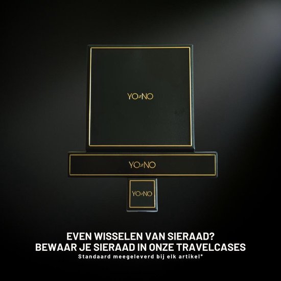Zwarte YO&NO doos met gouden accenten en tekst in het Nederlands.