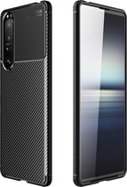 Sony Xperia 1 III Hoesje - Mobigear - Racing Serie - TPU Backcover - Zwart - Hoesje Geschikt Voor Sony Xperia 1 III